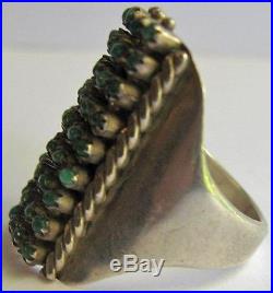 Vintage Zuni Indian Silver Petit Point Snake Eye Turquoise Ring Size 5-1/2
