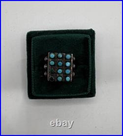 Vintage Zuni Native American Snake Eye Sterling Silver Turquoise Ring Sz 8