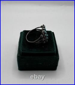 Vintage Zuni Native American Snake Eye Sterling Silver Turquoise Ring Sz 8