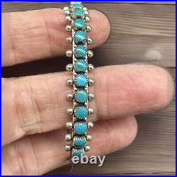 Vintage Zuni Native American Snake Eye Turquoise Sterling Silver Cuff Bracelet