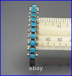 Vintage Zuni Native American Snake Eye Turquoise Sterling Silver Cuff Bracelet