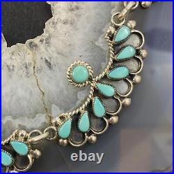 Vintage Zuni Native American Sterling Silver Turquoise Necklace For Women