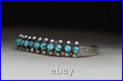 Vintage Zuni Native American Turquoise Sterling Silver Cuff Bracelet