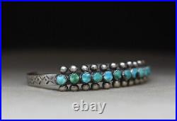 Vintage Zuni Native American Turquoise Sterling Silver Cuff Bracelet