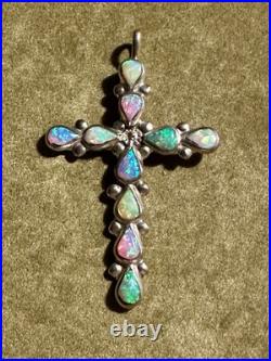 Vintage Zuni Native American cross pendant made of Opals & Silver Lot 293
