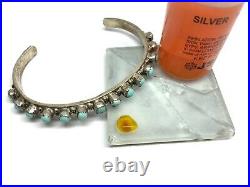 Vintage Zuni Native Sterling Silver Snake Eye Turquoise Row 6.5 Cuff Bracelet