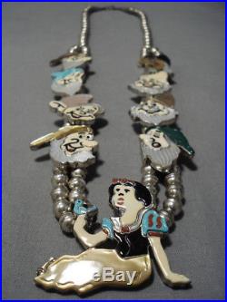 Vintage Zuni Navajo Turquoise Sterling Silver Squash Blossom Necklace Disney