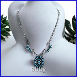 Vintage Zuni Petit point Turquoise sterling Necklace Beautiful