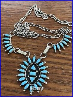 Vintage Zuni Petit point Turquoise sterling Necklace Beautiful