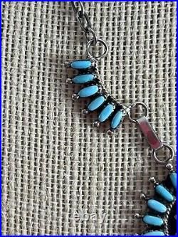 Vintage Zuni Petit point Turquoise sterling Necklace Beautiful