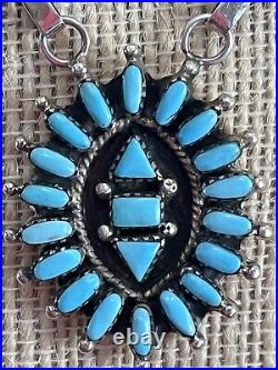 Vintage Zuni Petit point Turquoise sterling Necklace Beautiful