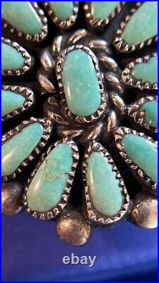 Vintage Zuni Signed Petit Point Silver and Turquoise Ring, SZ 7