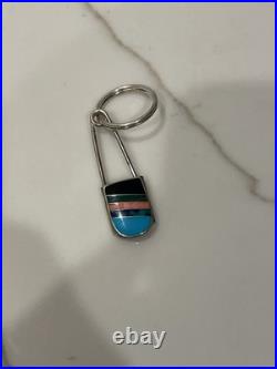Vintage Zuni Sterling Silver Multi-Stone Channel Inlay Keychain 2.75in 8.9g Vintage Zuni Sterling Silver Multi-Stone Channel Inlay Keychain 2.75in 8.9g
