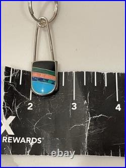 Vintage Zuni Sterling Silver Multi-Stone Channel Inlay Keychain 2.75in 8.9g Vintage Zuni Sterling Silver Multi-Stone Channel Inlay Keychain 2.75in 8.9g