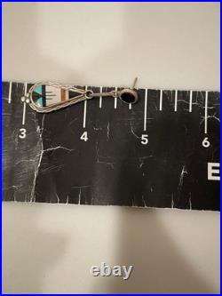Vintage Zuni Sterling Silver Natural Multi-Stone Mosaic Inlay Signed BOONE 5.5g