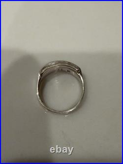 Vintage Zuni Sterling Silver Natural Turquoise Inlay Ring Size 10 Signed H