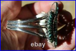 Vintage Zuni Sterling Silver & Petit-Point Turquoise Stones Cuff Bracelet