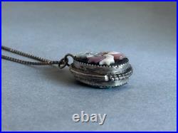 Vintage Zuni Sterling Silver Shell and Turquoise Flower and Butterfly Pendant