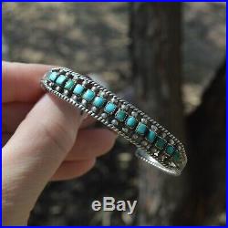 Vintage Zuni Sterling Silver and Turquoise Row Bracelet