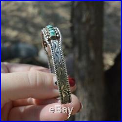 Vintage Zuni Sterling Silver and Turquoise Row Bracelet