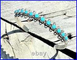 Vintage Zuni Sterling Turquoise Blue Snake Eye Cuff Bracelet