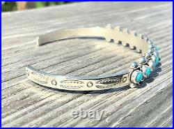 Vintage Zuni Sterling Turquoise Blue Snake Eye Cuff Bracelet