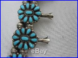 Vintage Zuni Sterling Turquoise Squash Blossom Necklace Gorgeous