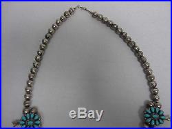 Vintage Zuni Sterling Turquoise Squash Blossom Necklace Gorgeous