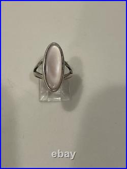 Vintage Zuni Style Sterling Silver Pink Mother of Pearl Ring Sz 5.5 Signed STC