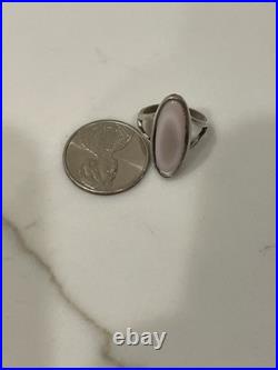 Vintage Zuni Style Sterling Silver Pink Mother of Pearl Ring Sz 5.5 Signed STC