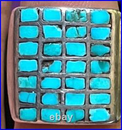 Vintage Zuni Turquoise Old Pawn Sterling Silver Ring sz 8