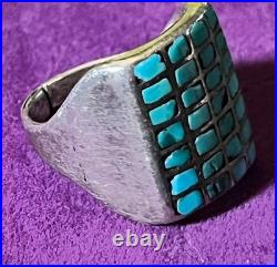 Vintage Zuni Turquoise Old Pawn Sterling Silver Ring sz 8