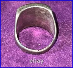 Vintage Zuni Turquoise Old Pawn Sterling Silver Ring sz 8