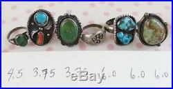 Vintage lot 11 Navajo Native American turquoise sterling silver ring