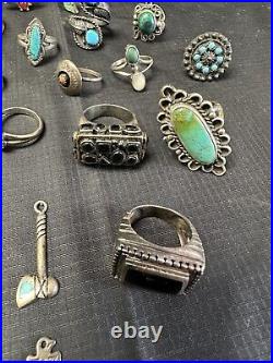 Vintage lot Old Pawn Native American sterling silver turquoise gemstone Jewelry