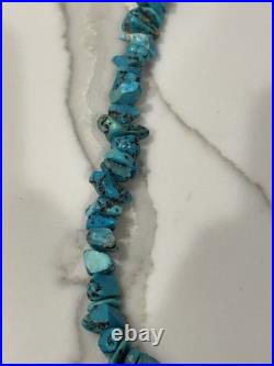 Vintage native American Turquoise Nugget & Shell Heishi Bead Necklace 26 Inch