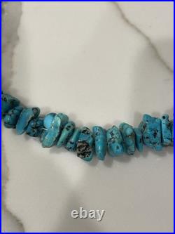 Vintage native American Turquoise Nugget & Shell Heishi Bead Necklace 26 Inch