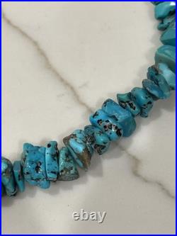 Vintage native American Turquoise Nugget & Shell Heishi Bead Necklace 26 Inch