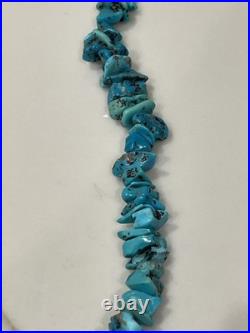 Vintage native American Turquoise Nugget & Shell Heishi Bead Necklace 26 Inch