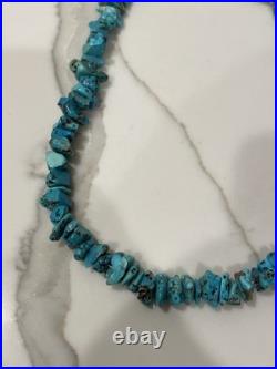 Vintage native American Turquoise Nugget & Shell Heishi Bead Necklace 26 Inch