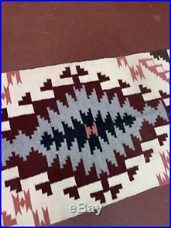 Vintage native american textile weaving Navajo indian rug 39x19 Atq Diamond