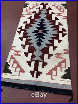 Vintage native american textile weaving Navajo indian rug 39x19 Atq Diamond