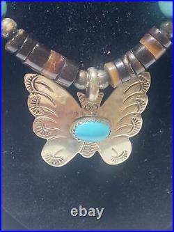 Vintage native american turqouise necklace and Sterling Silver pendant