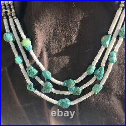 Vintage native american turquoise heishi necklace