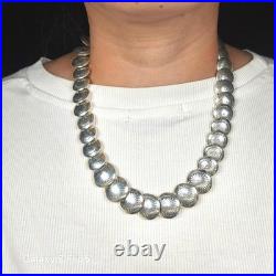 Vintage southwestern sterling silver pillow bead Native American necklace