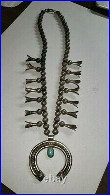 Vintage squash blossom turquoise navajo necklace