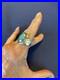 Vintage sterling silver Navajo men's turquoise horseshoe horseheads ring 10 1/2