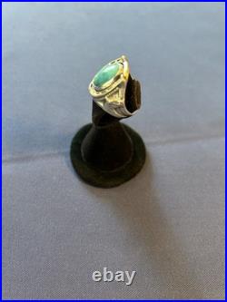 Vintage sterling silver Navajo men's turquoise horseshoe horseheads ring 10 1/2