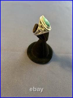 Vintage sterling silver Navajo men's turquoise horseshoe horseheads ring 10 1/2