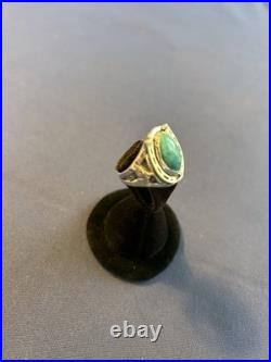 Vintage sterling silver Navajo men's turquoise horseshoe horseheads ring 10 1/2